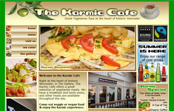 screen shot of the Karmic Cafe website