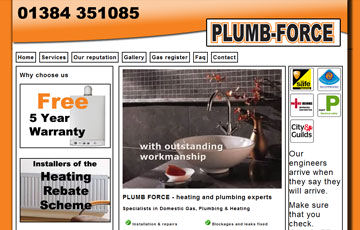 screen shot of the plumbforce1 website