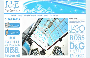 screen shot of the Ice Fine Jewellery  website