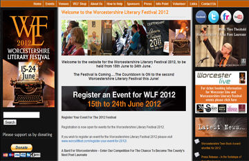 screen shot of the Worcestershire Literary Festival website